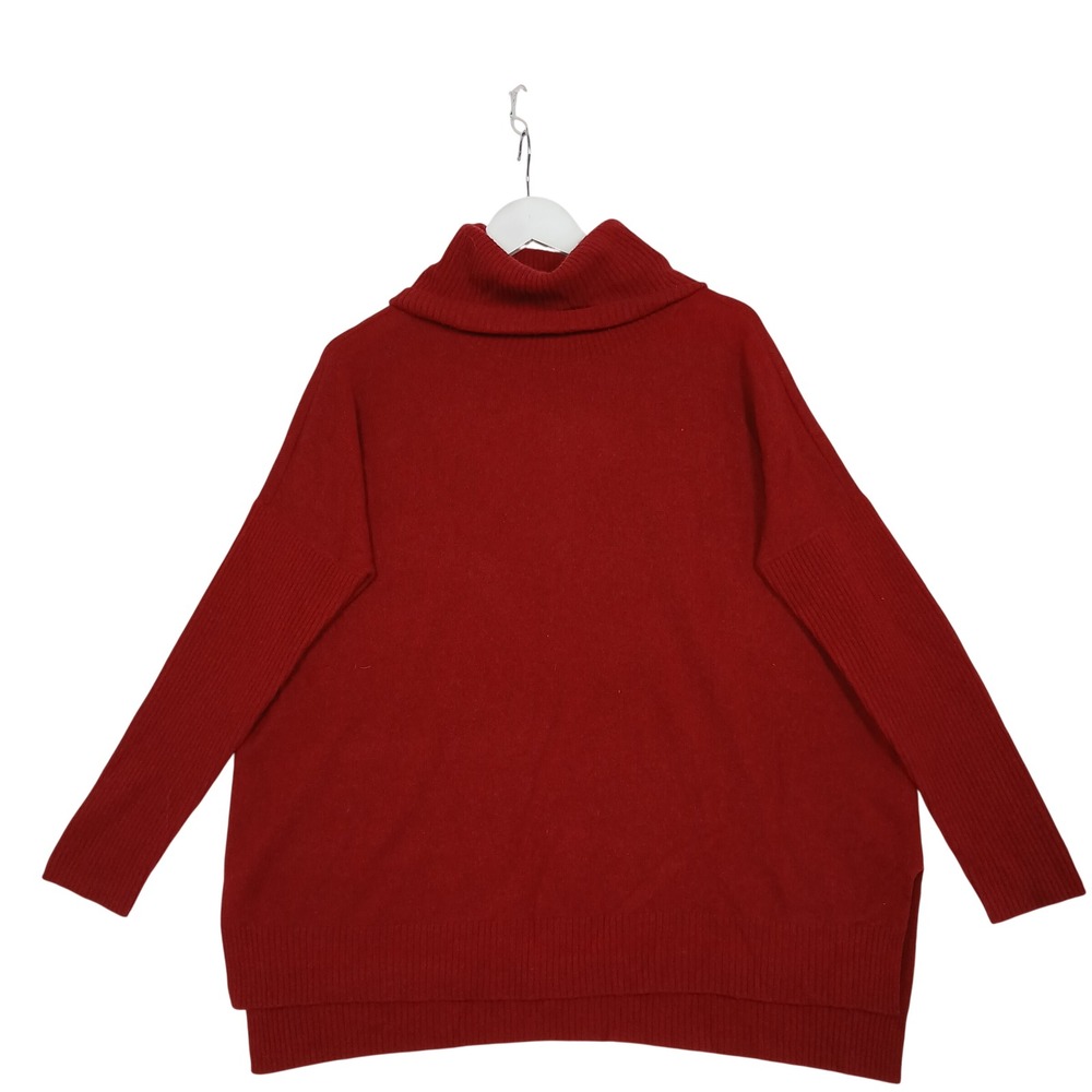 Minnie Rose Red Cashmere Blend Turtleneck Sweater Oversized 41353 M/L